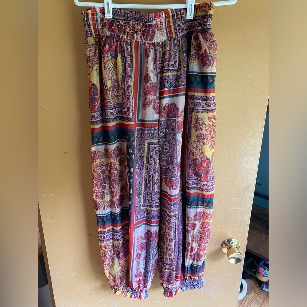 NEW Free People Movement Sashay My Way Printed Pants Joggers: Patchwork Floral